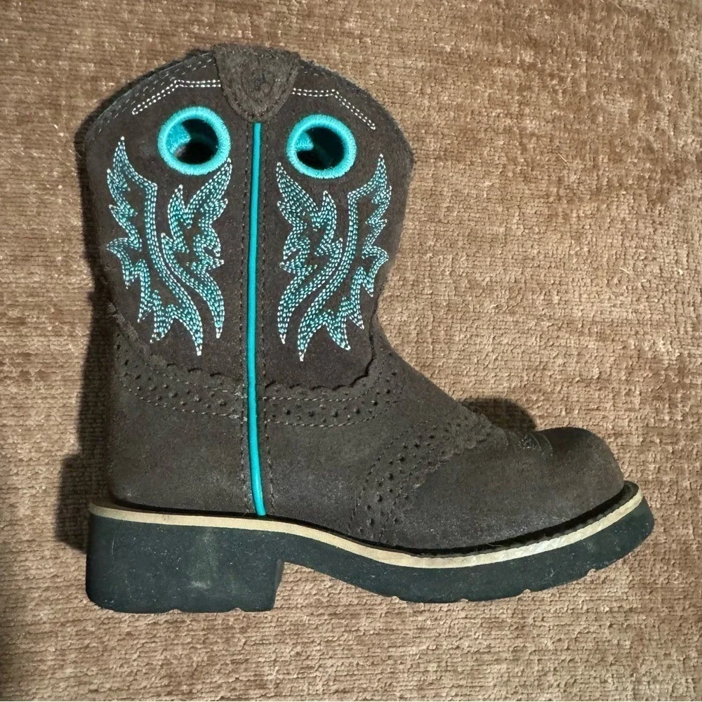 Ariat Cowboy Boots Fatbaby Leather Brown Kids' 10 Cowgirl Western Horse Riding